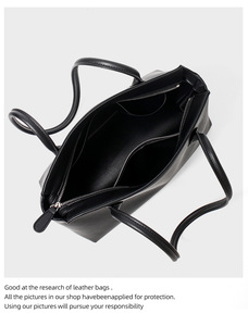 Sac fourre-tout personnalisé en cuir véritable pour femme avec fermeture éclair, résistant à l'eau, grande capacité, sac à main de shopping ODM - Product Image 5