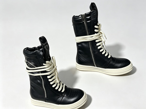 Bottes montantes épaisses noires en cuir véritable à lacets, bout rond, semelle extérieure en caoutchouc, semelle intermédiaire en EVA, toutes saisons, motif uni - Product Image 2