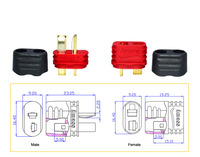 Kit de connecteurs à broches mâles et femelles AM-1015E-Male AM-1015E-Female rouge et noir pour câbles en silicone de 12, 14 et 16 AWG