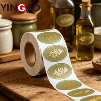 Autocollant personnalisé en rouleau, autocollant en feuille d'or imperméable, autocollant à motif de feuilles botaniques pour la décoration de pots de bougies et de bouteilles d'huiles essentielles