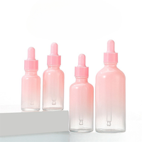 Flacon compte-gouttes en verre rose givré 0.5oz 1oz 2oz 3oz 4oz pour cheveux avec bouchon compte-gouttes à vis rose