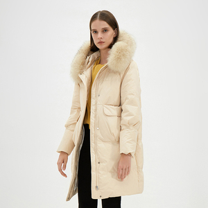 Hiver Satin Anti-Rétrécissement Tissé <span class=keywords><strong>femme</strong></span> Fausse Fourrure Manteaux Blanc Long Vers Le Bas <span class=keywords><strong>Veste</strong></span> <span class=keywords><strong>Femme</strong></span> - Product Image 1