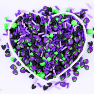 Mélange de cœurs noirs en argile polymère pour Halloween, 1kg, pour décoration d'ongles, bricolage, nail art - Product Image 1