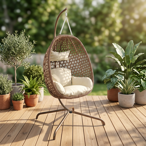 Hot Sell Contemporary Villa Outdoor Garden Folding Rope Swing <b>Hanging</b> Egg <b>Chair</b> Patio Swings Silk Screen Printed Furniture - Product Image 4