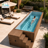 Piscine hors sol rectangulaire en fibre de verre, jacuzzi spa préfabriqué pour l'extérieur, idéal pour la maison et les espaces de loisirs.