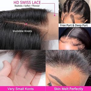วิกผมบ๊อบแบบ HD Lace Frontal ขนาด 13x4  วิกผมบ๊อบสั้นตรง ทำจากผมมนุษย์แท้ 100%  ไม่ผ่านการแปรรูป สำหรับร้านเสริมสวยมืออาชีพ - Product Image 4