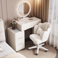 Table de toilette de luxe pour petit appartement Zinan, en bois massif, bureau de maquillage intégré, design contemporain, écologique, fait à la main