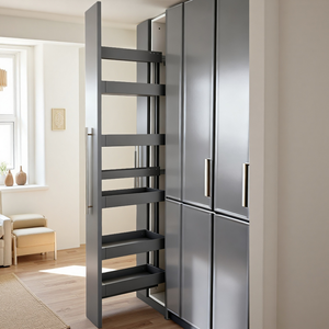 Mueble de Almacenamiento de 6 Niveles, 300 mm, Fabricante de Muebles, Extraíble, Gris Hierro, Accesorio de Cocina Estrecho, Herrajes - Product Image 1