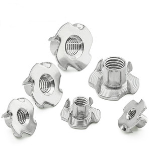 Écrou en T en acier inoxydable <span class=keywords><strong>M5</strong></span>, écrou à insertion fileté à quatre griffes, écrous en T métriques M6 à griffes pour applications de meubles et minières - Product Image 2