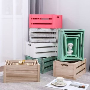 Wooden Storage <b>Crate</b> Rectangle Stackable For Home Living Room Organizing Neatening Storage Baskets CM-2 - Product Image 3