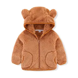 2021 autunno e in inverno abbigliamento per bambini ragazzi e ragazze di colore della caramella di corallo del panno morbido orso capretti del cappotto della peluche caldo cardigan giacca