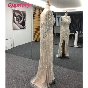 Vestido de Noche de Fiesta con Pedrería y Abertura Sexy Estilo Sirena, Fotos Reales 2020 - Product Image 6