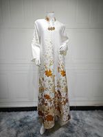 Robe islamique modeste à imprimé floral multicolore tendance 2025, robe ample élégante pour femmes avec fermoir orné