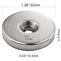Disque magnétique Super creux 32X5 néodyme ndfeb disque magnétique anneau aimant avec trou