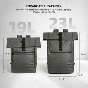 Free Sample High Quality Black Waterproof Laptop <b>Backpacks</b> Computer Bag Minimalist <b>Backpacks</b> <b>Roll</b> <b>Top</b> Rolling <b>Backpack</b> - Product Image 2