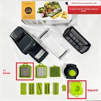 Coupe-légumes manuel multifonctionnel, éplucheur de pommes de terre, trancheuse, hachoir, ensemble d'ustensiles de cuisine, lames en acier inoxydable, râpe 14/16 pièces