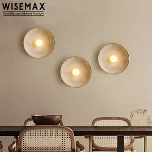 WISEMAX FURNITUREミニマリストの家の装飾太陽の形の白い樹脂の壁の光寝室のための丸い暖かい光LEDの壁ランプ