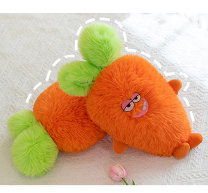 Nuovo simpatico peluche con carota pelosa giocattolo <span class=keywords><strong>emoji</strong></span> mostro lungo grasso carota bambola imbottita viso carino cuscino decorativo con carota rossa vegetale - Product Image 6