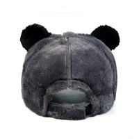 Venta caliente al por mayor 5/6 Panel blanco y negro Panda Faux Fur estilo peludo felpa dibujos animados niños gorra de béisbol con oreja