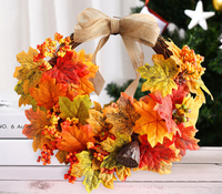 Couronne de feuilles d'érable artificielles Trustloops OEM personnalisée de 40 cm pour la décoration de porte de Thanksgiving, en plastique, avec matériaux écologiques