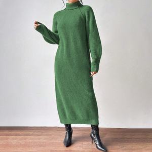 Vestido de suéter de moda para mujer con cuello alto Manga larga Falda de punto de color sólido para Comercio exterior transfronterizo de <span class=keywords><strong>Amazon</strong></span> - Product Image 1
