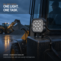 Feux LED de roche 60W, carrés de 4,44 pouces, blanc ambre bicolore, IP67, 10-30V DC 12V 24V, pour camion, SUV, tout-terrain, feux de conduite jaunes