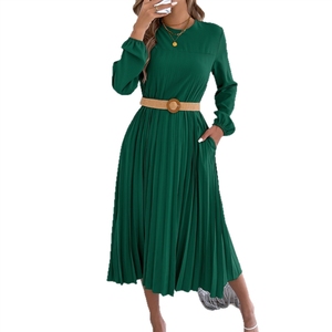 <span class=keywords><strong>Robe</strong></span> plissée unie décontractée à manches longues avec poches, style européen et américain, collection Printemps/Été 2026, <span class=keywords><strong>pour</strong></span> <span class=keywords><strong>femme</strong></span> (photo réelle) - Product Image 5