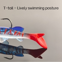 Nouvelles leurres souples de pêche en eau salée, imitation poisson, queue en T, 10 cm 14 g, 12 cm 21 g, adaptées à l'eau de mer et à l'eau douce