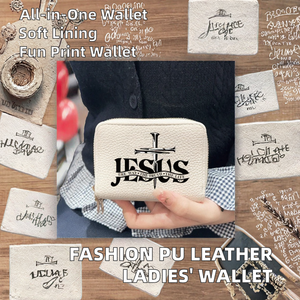 Dompet wanita desain huruf Yesus kulit PU ritsleting ganda Multi kartu kartu kredit Mini 2 dalam 1 - Product Image 2