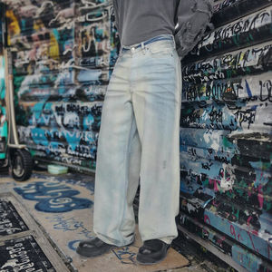 <span class=keywords><strong>Jeans</strong></span> Holgados 2026, Versátiles, Lavados, Envejecidos, con Desgaste Manual, 100% Algodón, Teñidos con Barro - Product Image 3