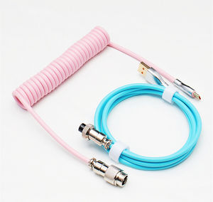Cáp cuộn màu xanh hồng Aviator kết nối <span class=keywords><strong>USB</strong></span> Type-C cho bàn phím cơ khí <span class=keywords><strong>DIY</strong></span> coiled Loại C Cáp <span class=keywords><strong>USB</strong></span> - Product Image 4