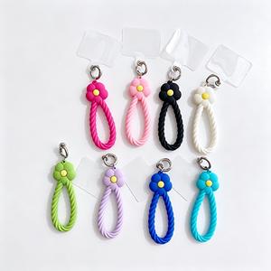 Mobile Pendant, Cute Flower Pendant, Silicone Party Gift, Hemp <b>Rope</b> <b>Bracelet</b> Pendant, Keychain, Anti Loss and Anti Drop - Product Image 1
