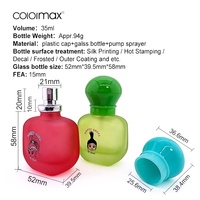 Flacon de parfum unique et tendance de 35 ml, en verre givré vibrant, non transparent, avec estampage à chaud, style Pop-Art, bouchon à bulles