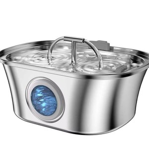 Fontaine à eau pour animaux de compagnie en acier inoxydable 3,2 L en forme de bateau pirate, grande fontaine à eau pour animaux de compagnie avec fenêtre visible - Product Image 5