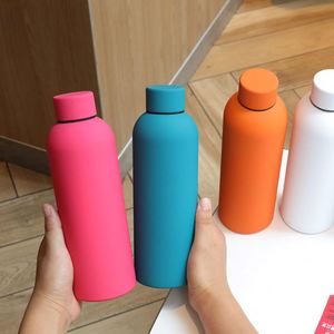 American Style Custom Logo Rubber Painting Vacuum <b>Thermos</b> <b>Bottle</b> Small Mouth Sports Water <b>Bottle</b> With Strap - Product Image 3