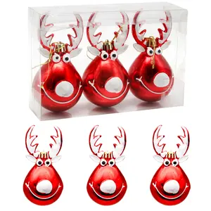 Christmas decorations Plastic electroplated special elk ball 12cm cartoon antler tree pendant