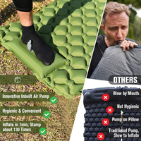 Matelas de camping auto-gonflant ultraléger en nylon TPU 40D pour 2 personnes avec pompe intégrée et oreiller