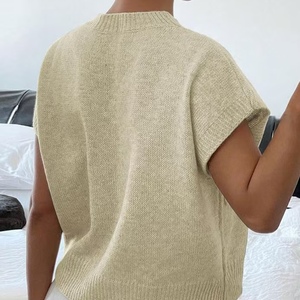 <b>Women's</b> Sleeveless O-Neck Sweater <b>Vest</b> Anti-Pilling Soft <b>Knitted</b> Top for Casual Wear New Solid Color for Girls - Product Image 5