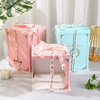 Boîte à gâteau carrée haute en carton blanc avec fenêtre pour la vente en gros