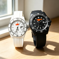 Montre de plongée personnalisable en fibre de carbone forgée de 40 mm avec mouvement automatique, bracelet en caoutchouc, verre saphir, disponible en 2 couleurs