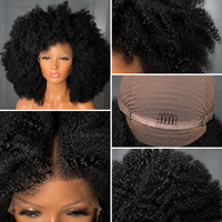 Perruque 13x4 HD pour cheveux afro crépus bouclés, 100% cheveux humains naturels, sans colle / dentelle française, volumineuse et douce, pour femmes noires, avec ligne de cheveux naturelle