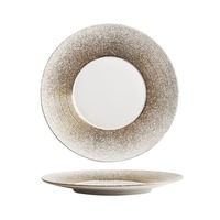 Assiette à dessert en céramique filetée, passe au micro-ondes, design rétro léger et luxueux, assiette peu profonde pour utilisation commerciale dans les restaurants