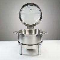 Chauffe-plat professionnel en acier inoxydable 304 pour buffet, avec couvercle hydraulique et bassin en céramique martelé