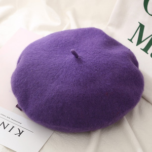 Solid Color Plain Wool Beret Drop <strong>Shipping</strong> Winter <strong>Hats</strong> French Beret for Women - Product Image 4