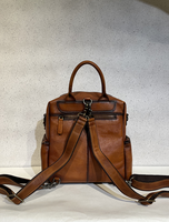 Ransel Hiking Kulit Asli Anti Air Motif Hewan Retro Unisex Kapasitas Kecil dengan Kompartemen Laptop 17 inci untuk Aktivitas Luar Ruangan