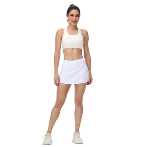 Nhà máy tùy chỉnh skorts Yoga nhỏ màu trắng với túi bên trong, nổi bật với phong cách thể thao nâng mông và thể hiện chân - Product Image 6