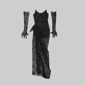 A7468 Lace Fabric for Wedding <strong>Dresses</strong> <strong>Seduction</strong> Black Lace Large Version <strong>Dress</strong> <strong>Evening</strong> <strong>Dress</strong> for Fat Women - Product Image 4