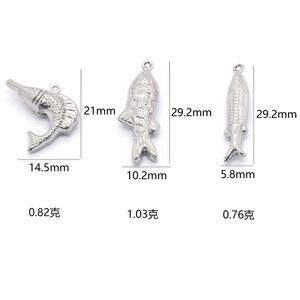 Pendentifs en forme de poisson en acier inoxydable pour la fabrication de bijoux DIY, 2 styles, petite taille, finition polie, composants de bijoux - Product Image 2
