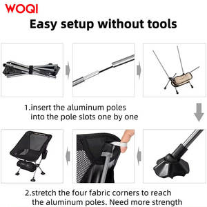 Silla Plegable Portátil para Camping Woqi, de Aluminio y Tela Oxford, Estilo Moderno, Color Negro, 26.4x21.7x23.6 pulgadas - Product Image 5
