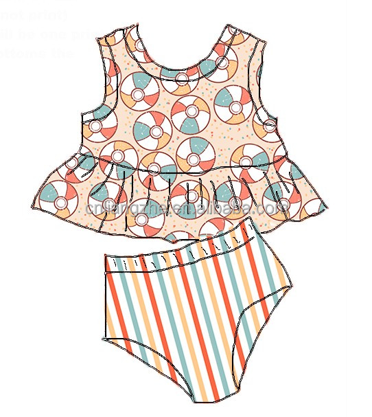 Летний Лидер продаж, купальник с разрезом и принтом, купальный костюм из трех предметов, одежда для девочек, детская одежда, распродажа